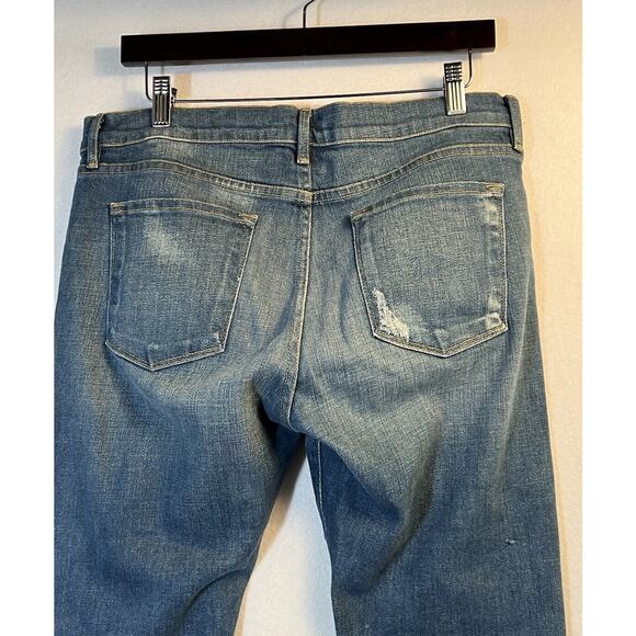 Frame Womens 30 Le Garcon Crop Denim Jeans Blue Distressed Mid Rise Straight - Picture 7 of 8